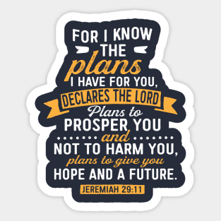 Jeremiah 29:11 Bible Verse Christian Sticker